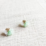 Camellia Clo Dip Stud Earrings in Mint Green Right Front
