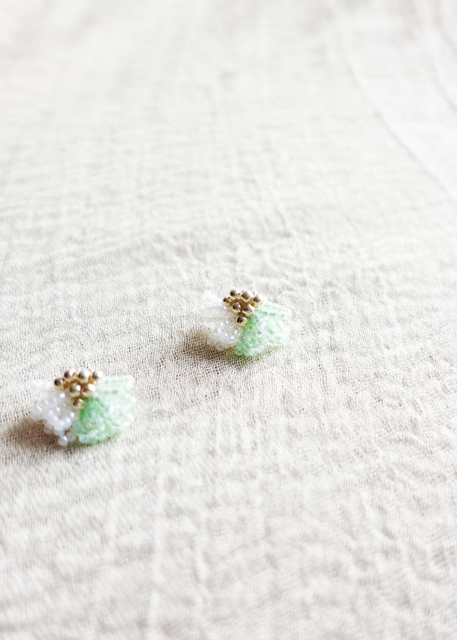 Camellia Clo Dip Stud Earrings in Mint Green Right Front