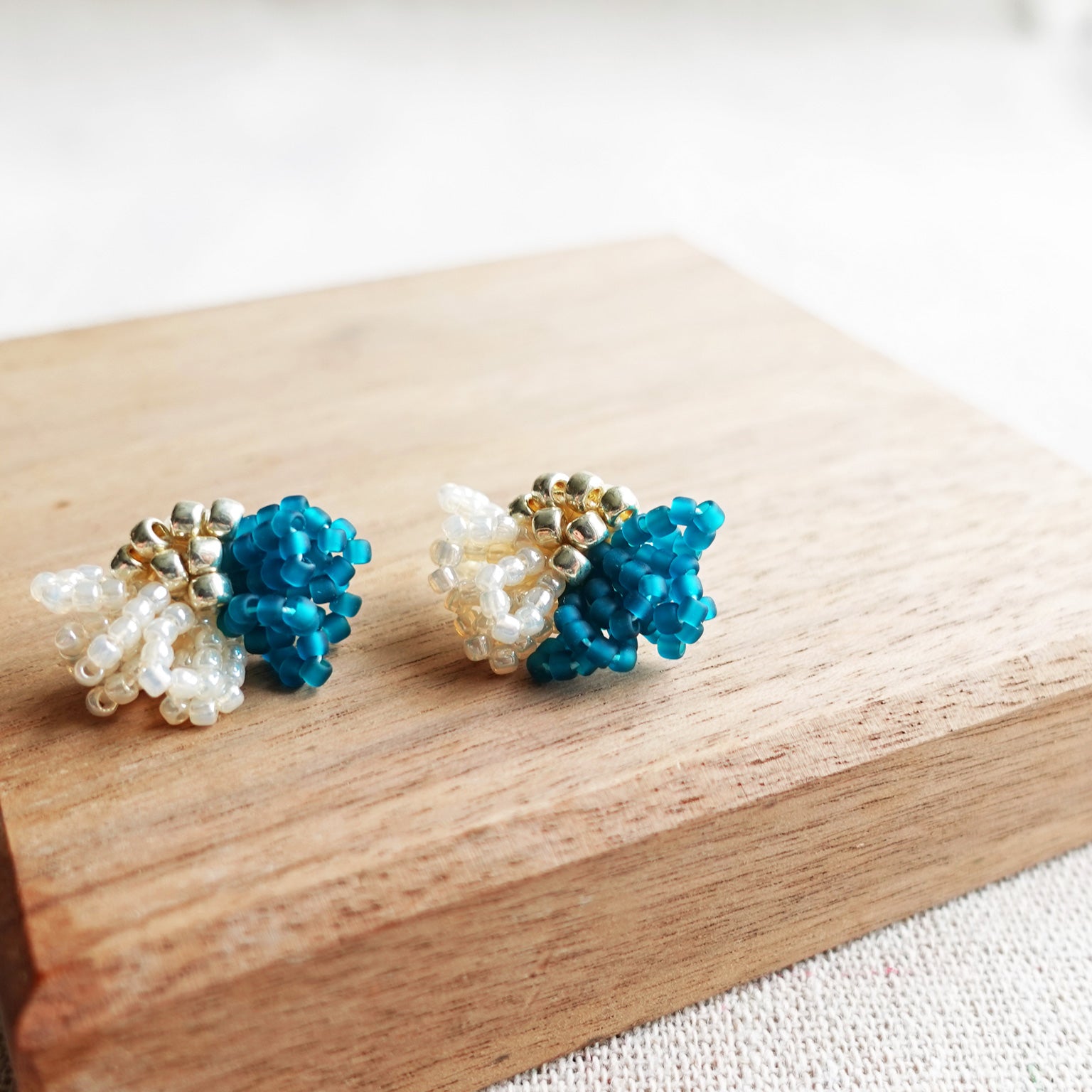 Camellia Clo Dip Stud Earrings in Teal Front