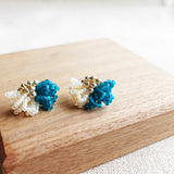 Camellia Clo Dip Stud Earrings in Teal Front