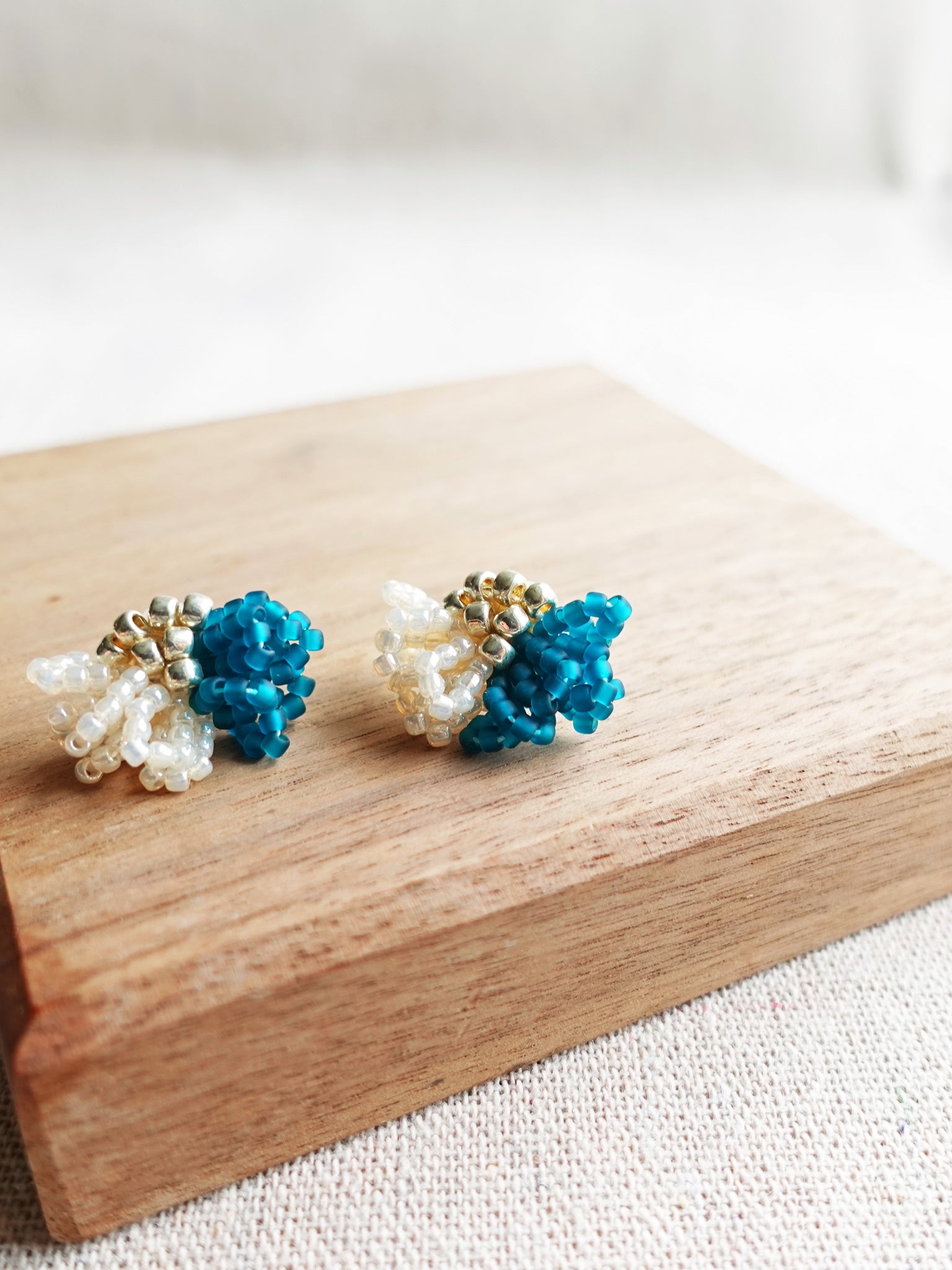 Camellia Clo Dip Stud Earrings in Teal Front