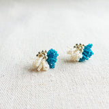 Camellia Clo Dip Stud Earrings in Teal Left