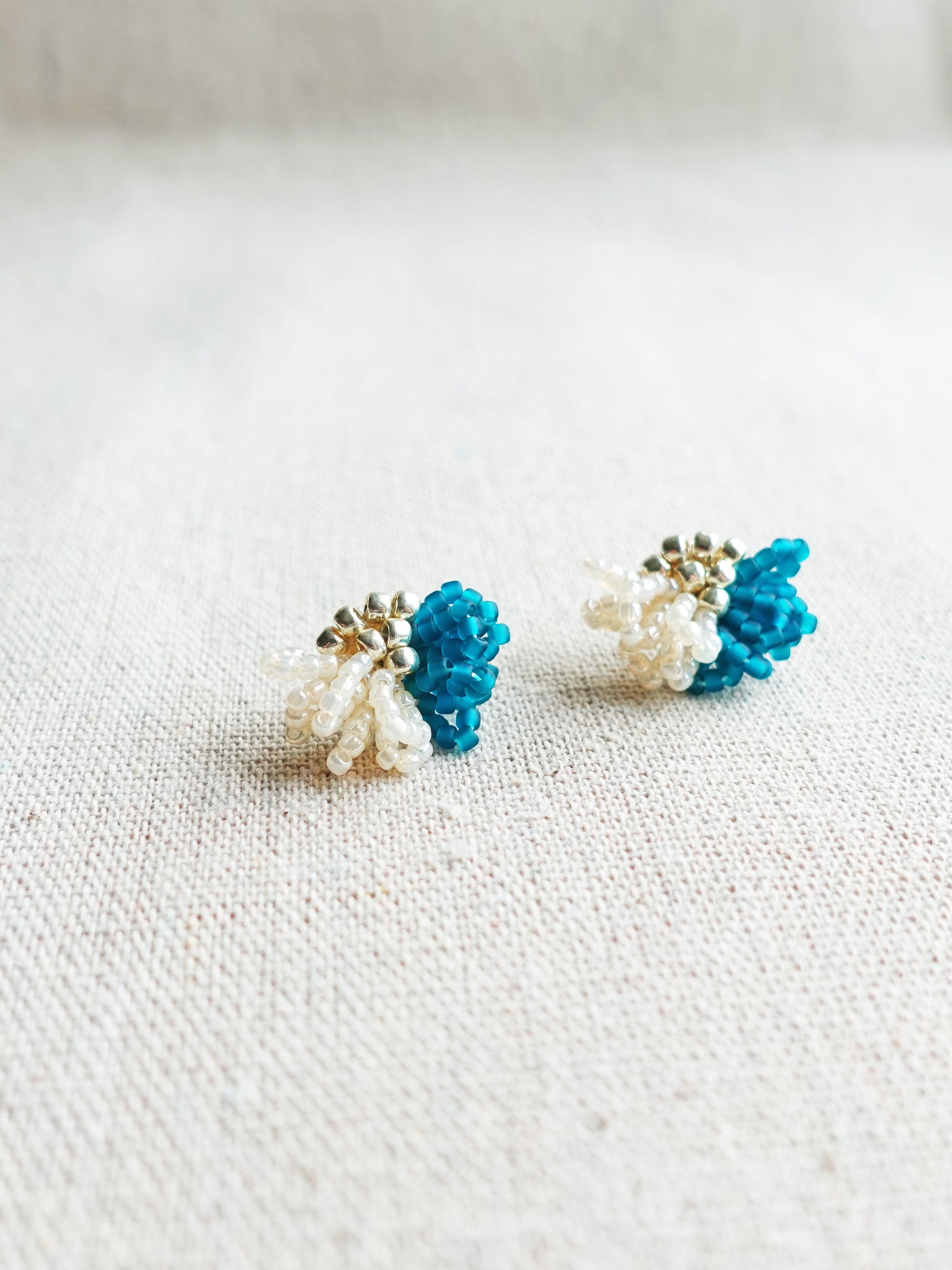 Camellia Clo Dip Stud Earrings in Teal Left