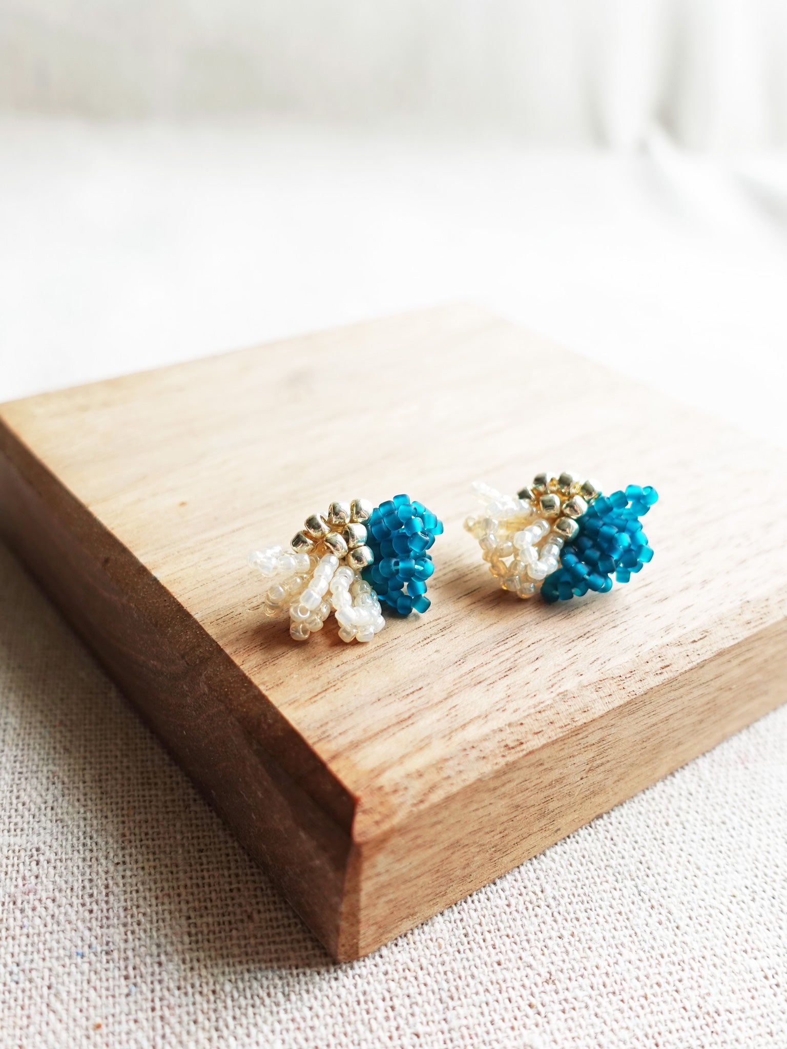 Camellia Clo Dip Stud Earrings in Teal Top