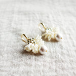 Camellia Clo Snowball Dangle Earrings Left Side Close