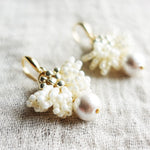 Camellia Clo Snowball Dangle Earrings Pearl