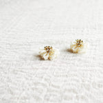 Camellia Clo Stud Earrings in Pearl White Left Front 2