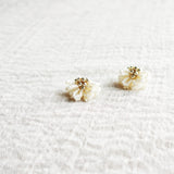 Camellia Clo Stud Earrings in Pearl White Left Front 2