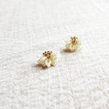 White Beaded Earrings Camellia Clo Stud in Pearl Front