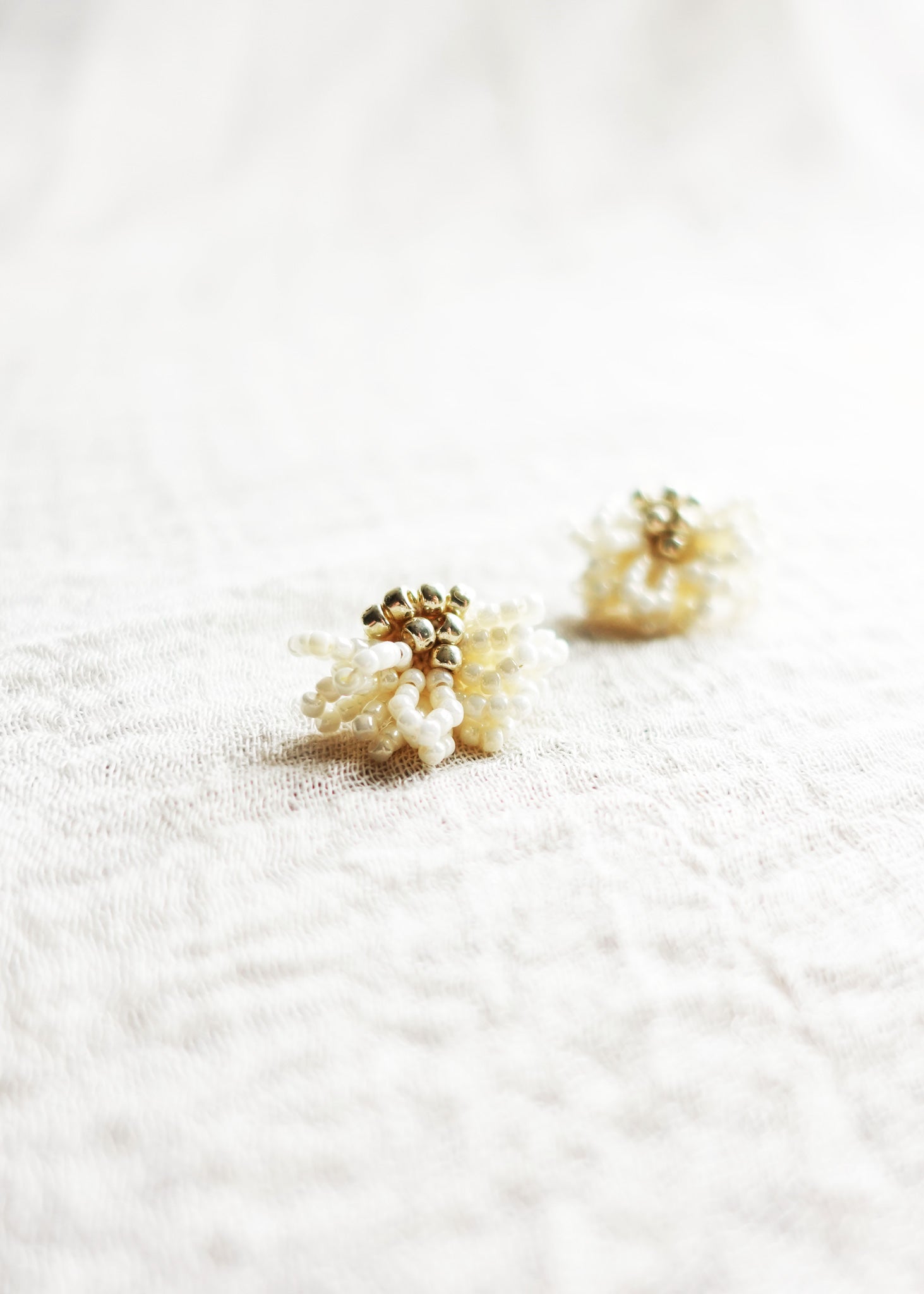 Camellia Clo Stud Earrings in Pearl White Left Left 2