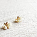 Camellia Clo Stud Earrings in Pearl White Right Front