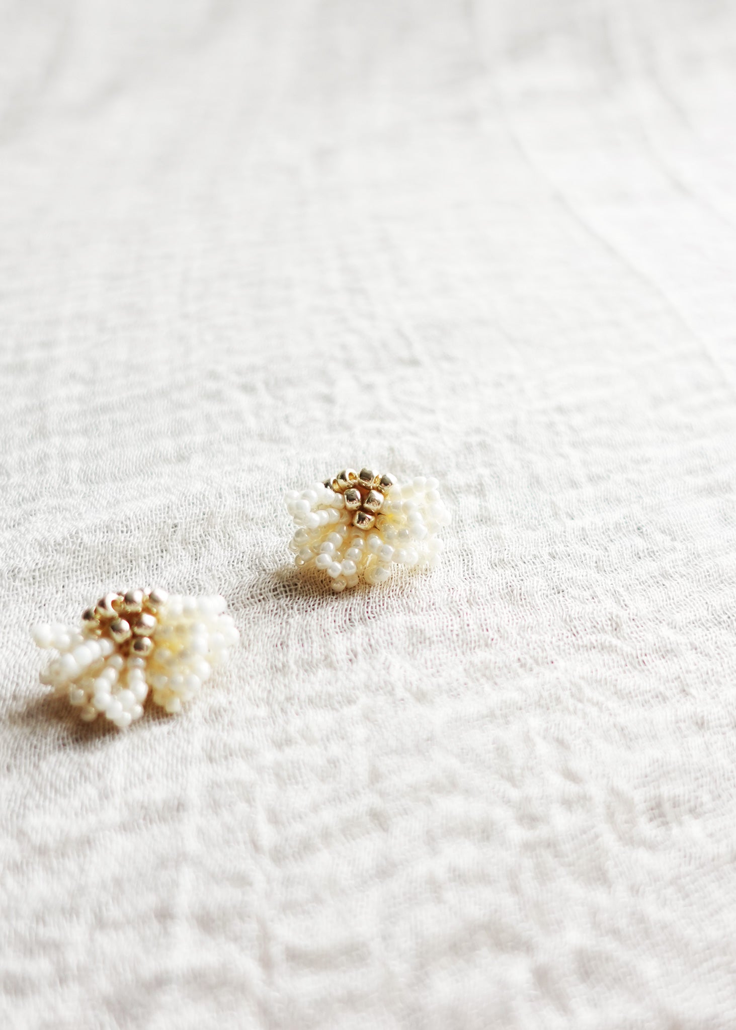 Camellia Clo Stud Earrings in Pearl White Right Front