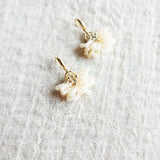 Camellia Drop Earrings in Ivory Left Top