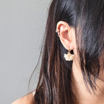 Camellia Drop Earrings in Ivory Model