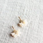 Camellia Drop Earrings in Ivory Right Left
