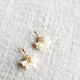 Camellia Drop Earrings in Ivory Right Left
