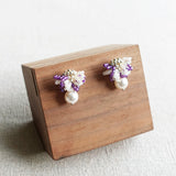 Camellia Mariota Bicolor Earrings in Royal Purple Display Left
