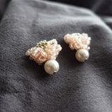 Camellia Mariota Earrings in Blush Pink Close