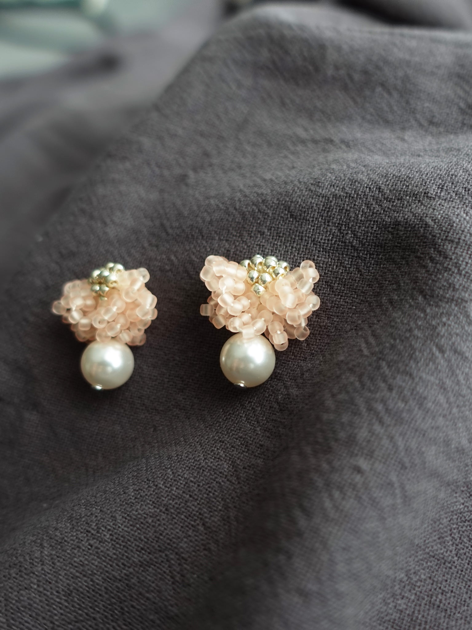 Camellia Mariota Earrings in Blush Pink Right