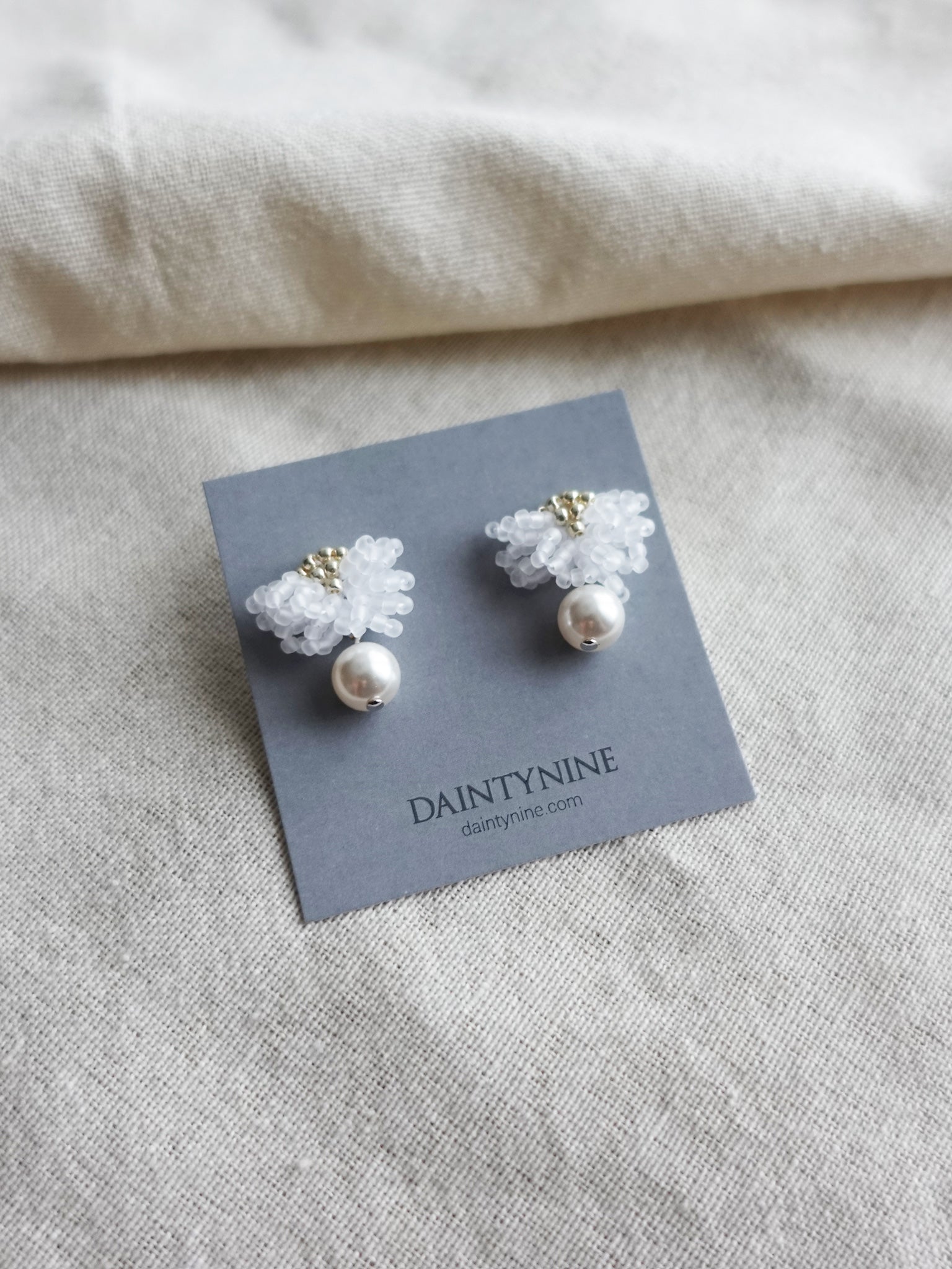 Camellia Mariota Earrings in Cloud White Card