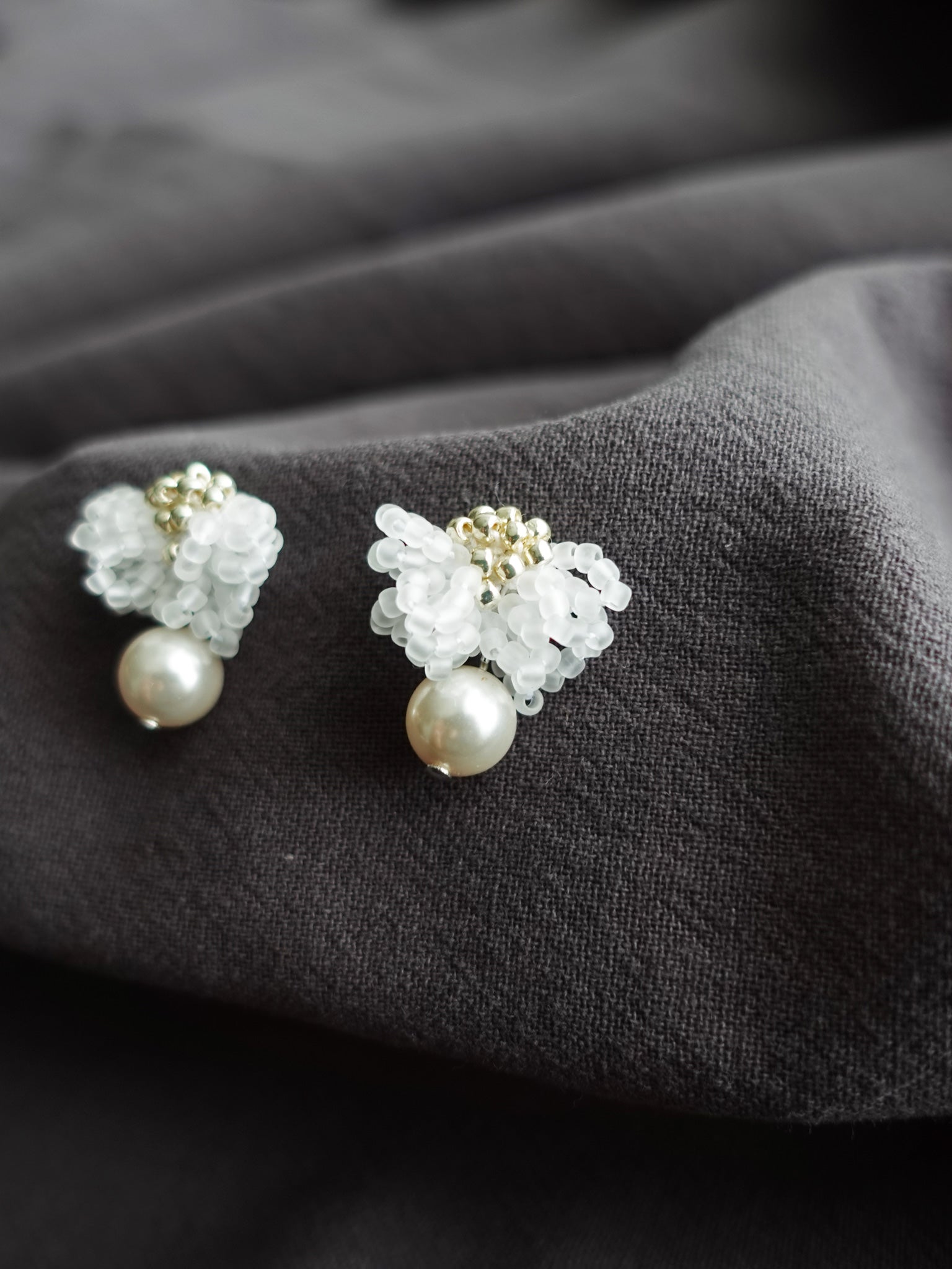 Camellia Mariota Earrings in Cloud White Right