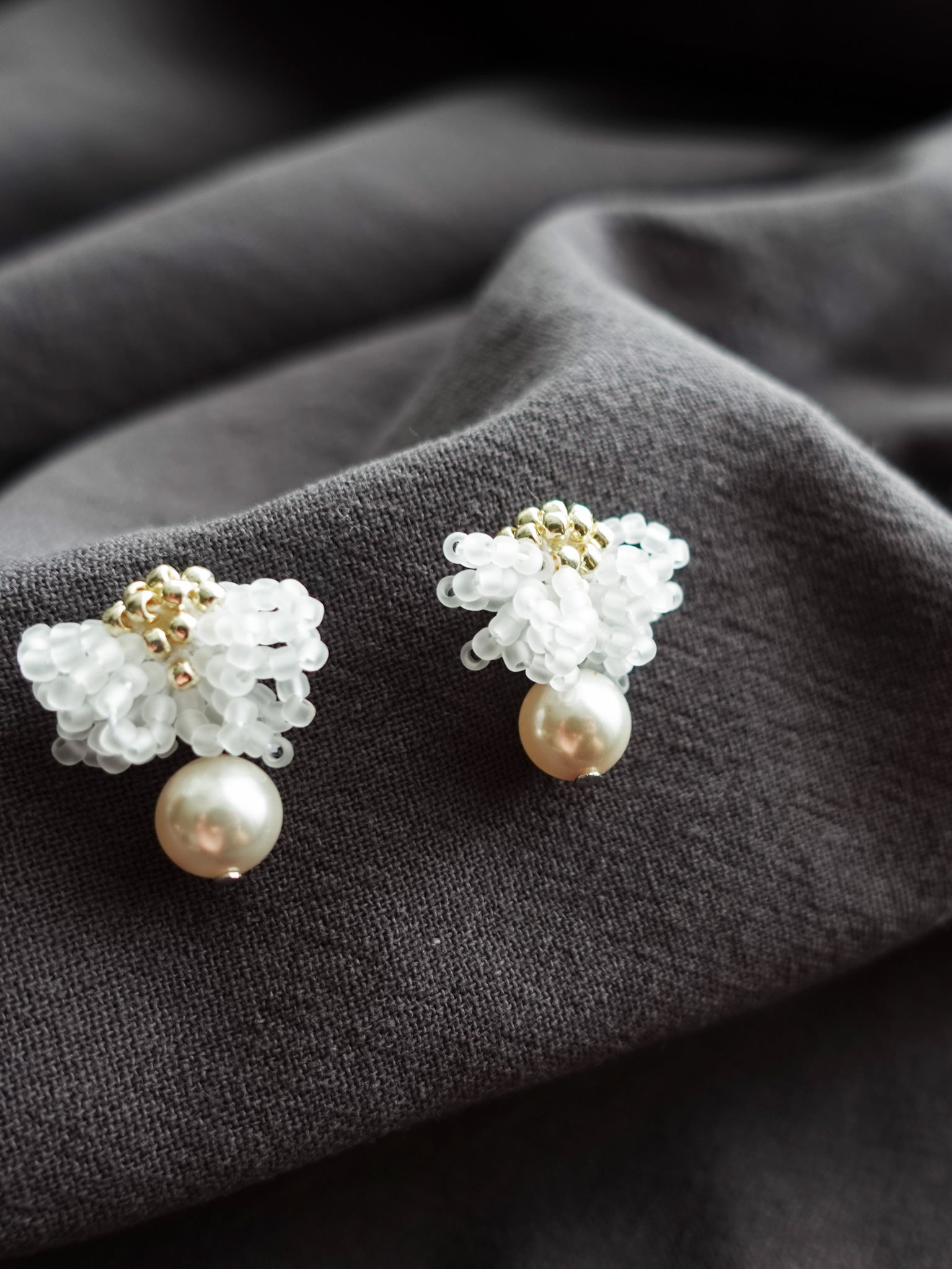 Camellia Mariota Earrings in Cloud White Side