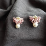 Camellia Mariota Earrings in Mauve Purple Left