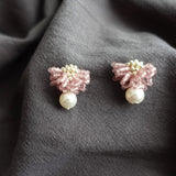 Camellia Mariota Earrings in Mauve Purple Left