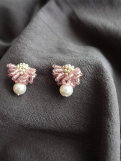 Camellia Mariota Earrings in Mauve Purple Right