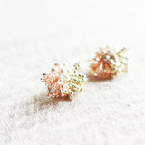 Camellia Pearl Dip Earrings in Champagne Pink Left Close
