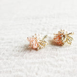 Camellia Pearl Dip Earrings in Champagne Pink Left