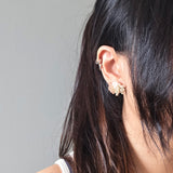 Handmade Earrings With Pearls Camellia Dip in Champagne Pink