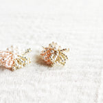 Camellia Pearl Dip Earrings in Champagne Pink Right Front
