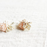Camellia Pearl Dip Earrings in Champagne Pink Right Front