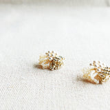 Camellia Pearl Dip Earrings in Ivory Front