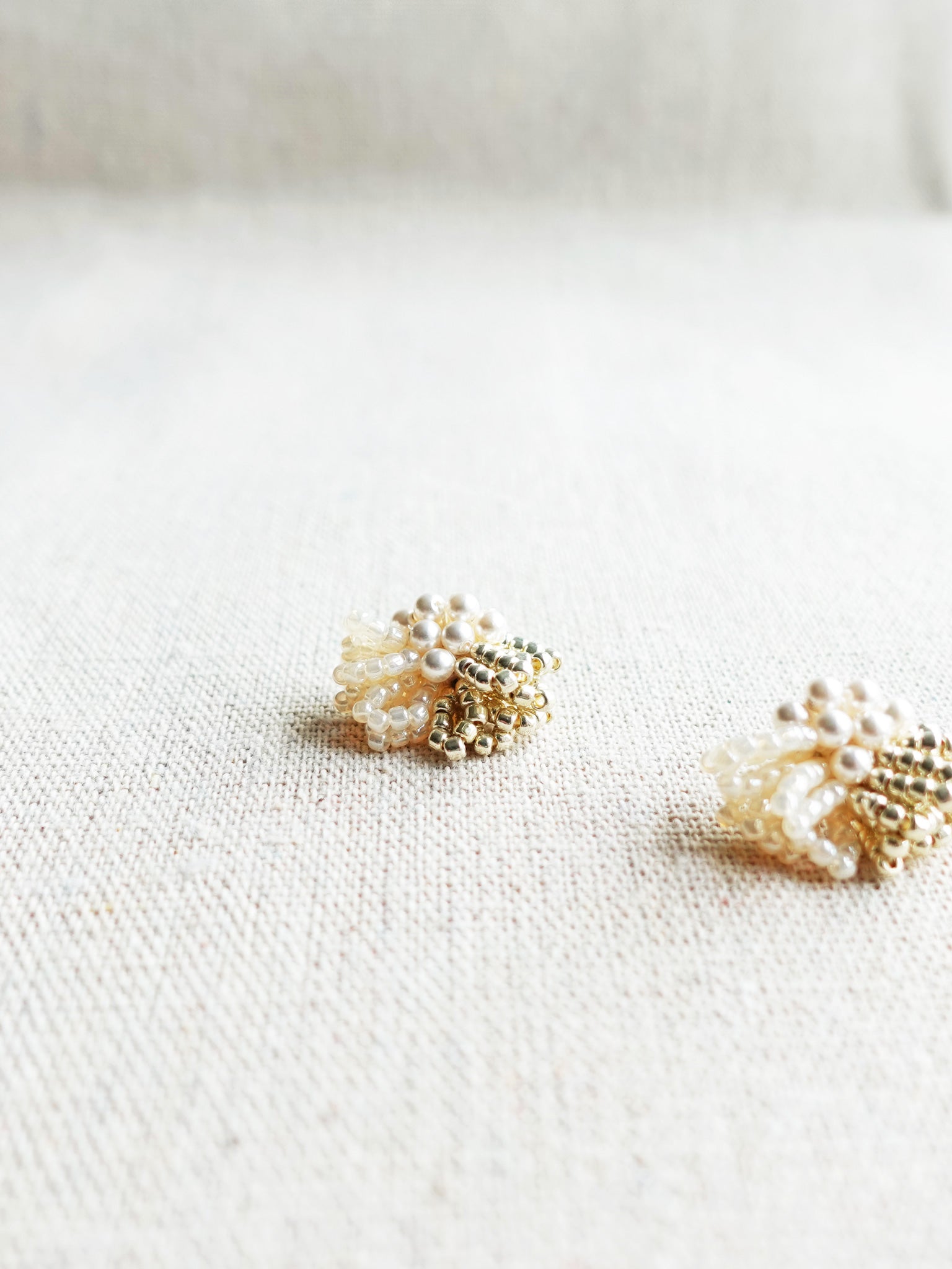 Camellia Pearl Dip Earrings in Ivory Front