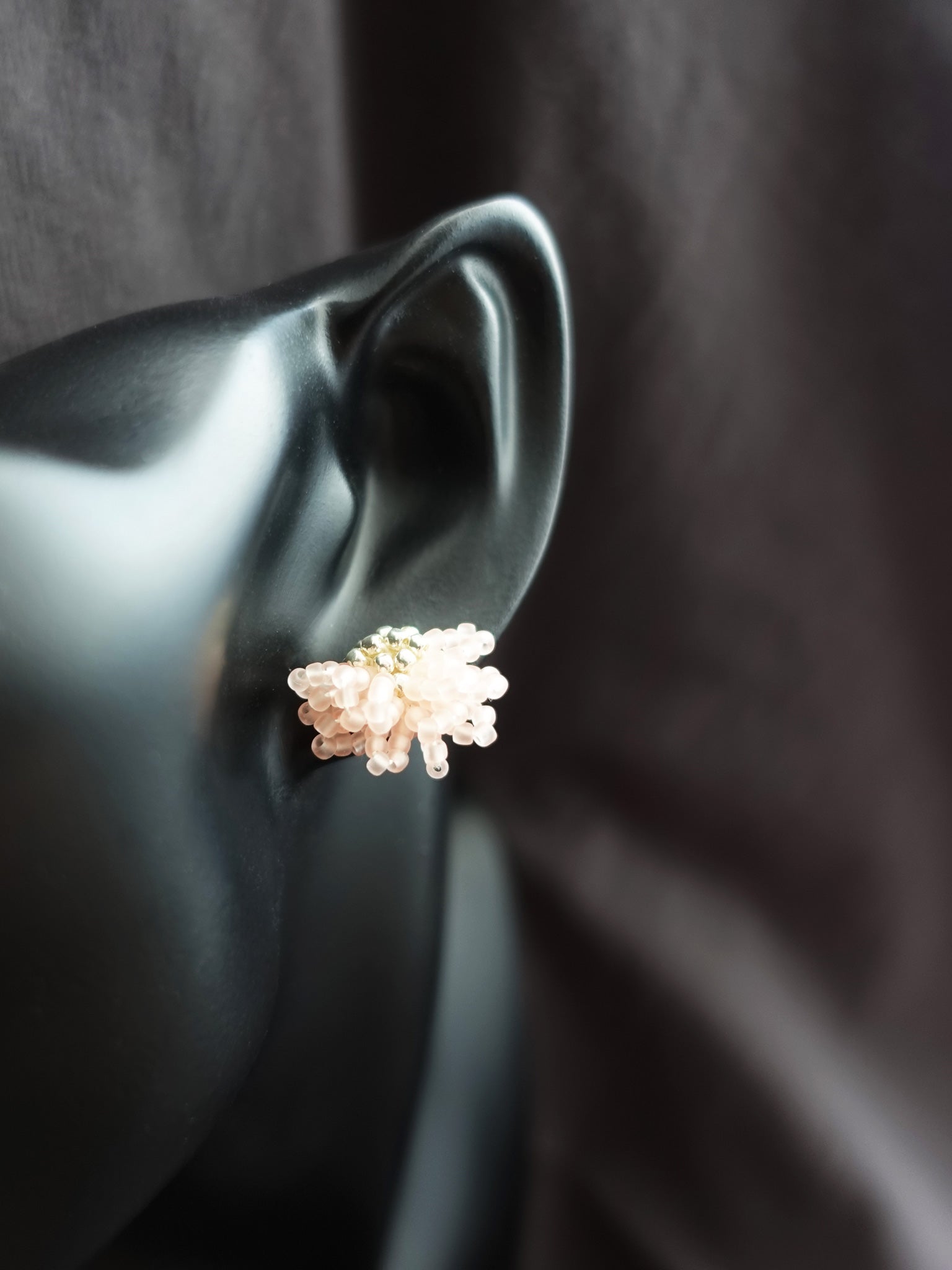 Camellia Stud Earrings in Blush Pink Bust