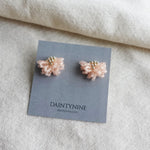 Camellia Stud Earrings in Blush Pink Card