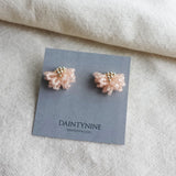 Camellia Stud Earrings in Blush Pink Card