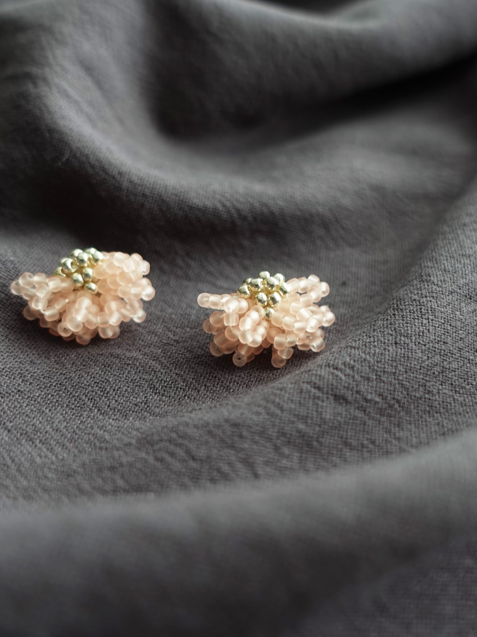 Camellia Stud Earrings in Blush Pink Right