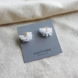 Camellia Stud Earrings in Cloud White Card