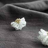 Camellia Stud Earrings in Cloud White Left