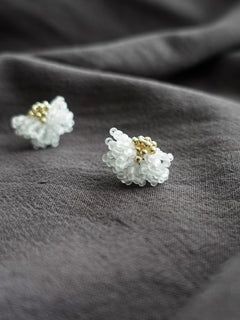 Camellia Stud Earrings in Cloud White Right