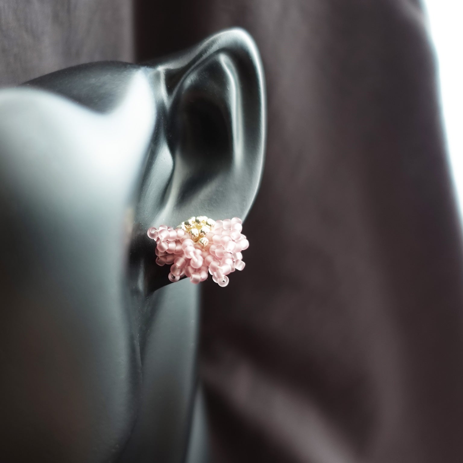 Camellia Stud Earrings in Mauve Purple Bust
