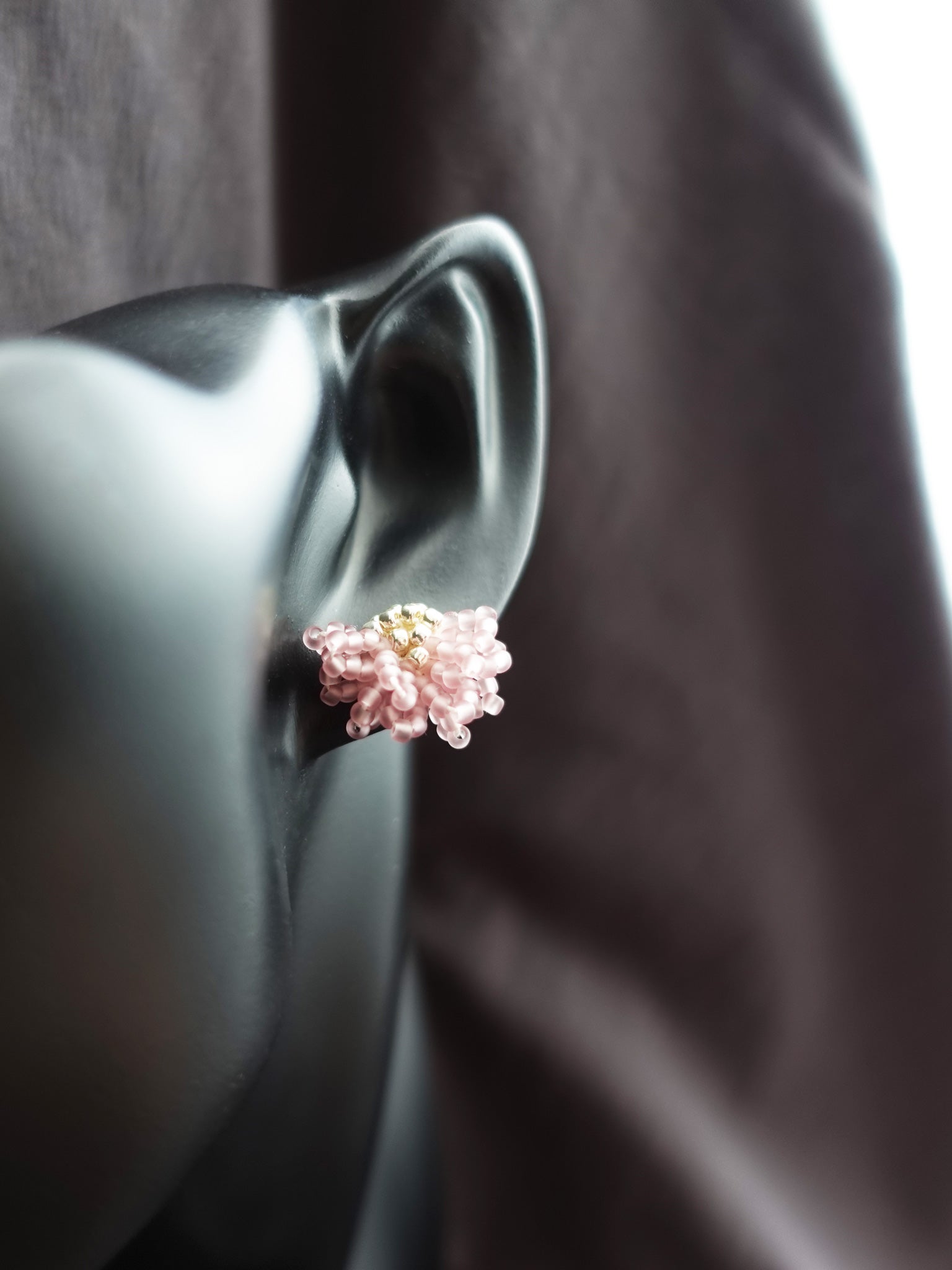 Camellia Stud Earrings in Mauve Purple Bust