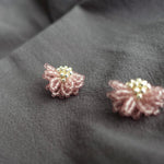 Camellia Stud Earrings in Mauve Purple Left