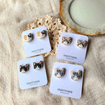 Cat stud earrings on cards group