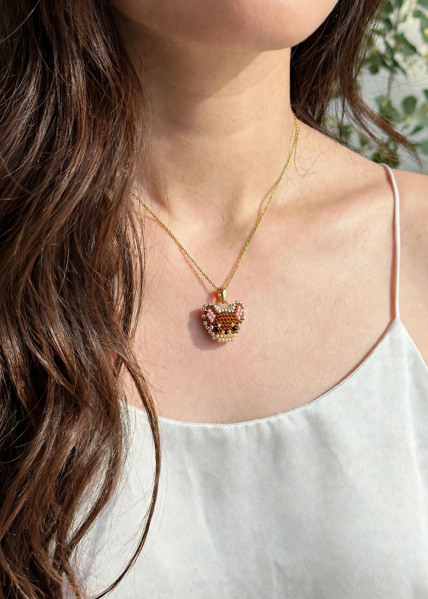 Chihuahua necklace on model