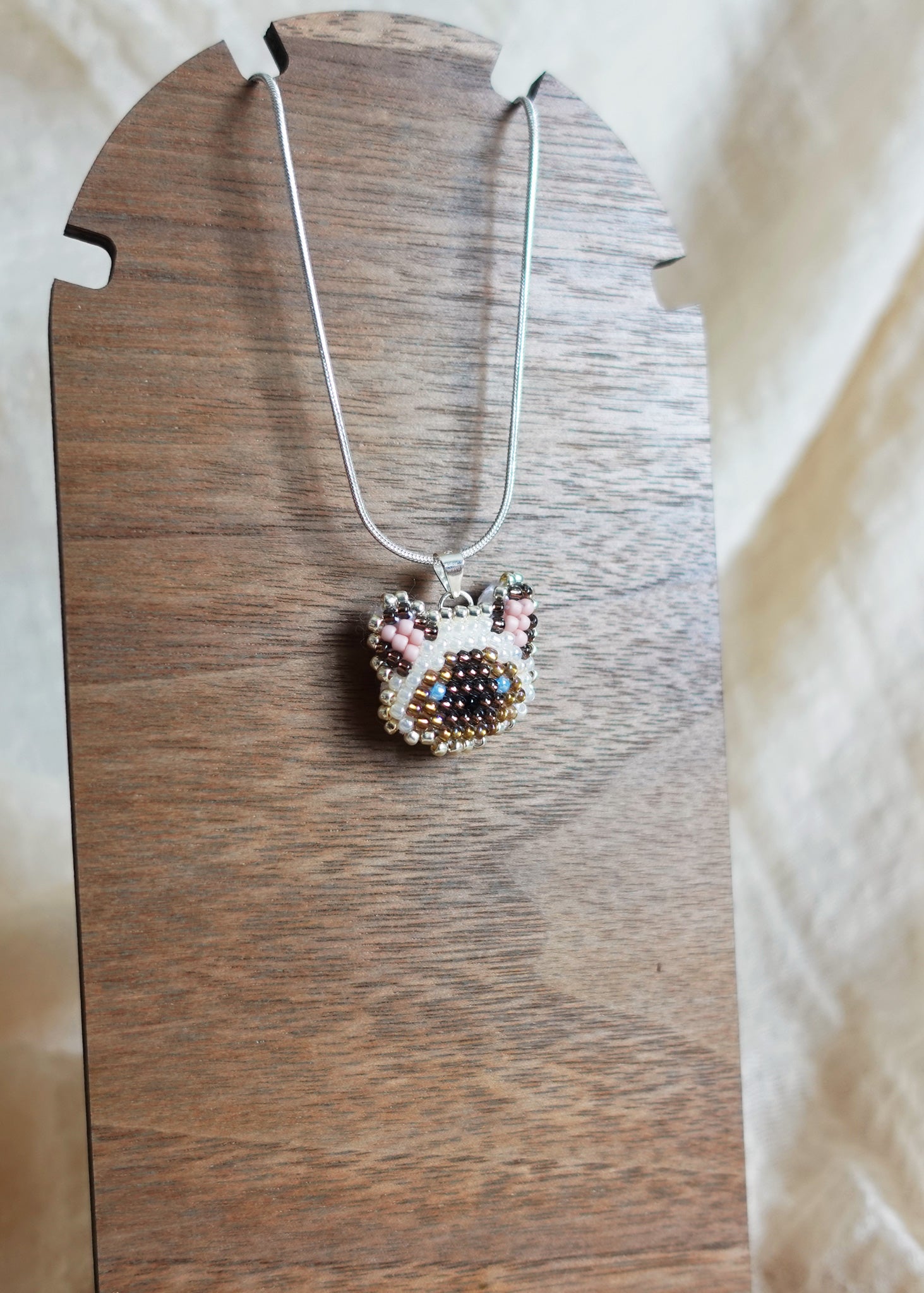 Colorpoint Cat Necklace in Seal Display Left