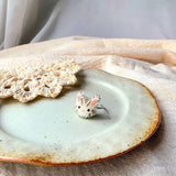 Cream tabby cat ring in stainless steel